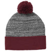 Sport-Tek Maroon/Grey Heather Heather Pom Pom Beanie