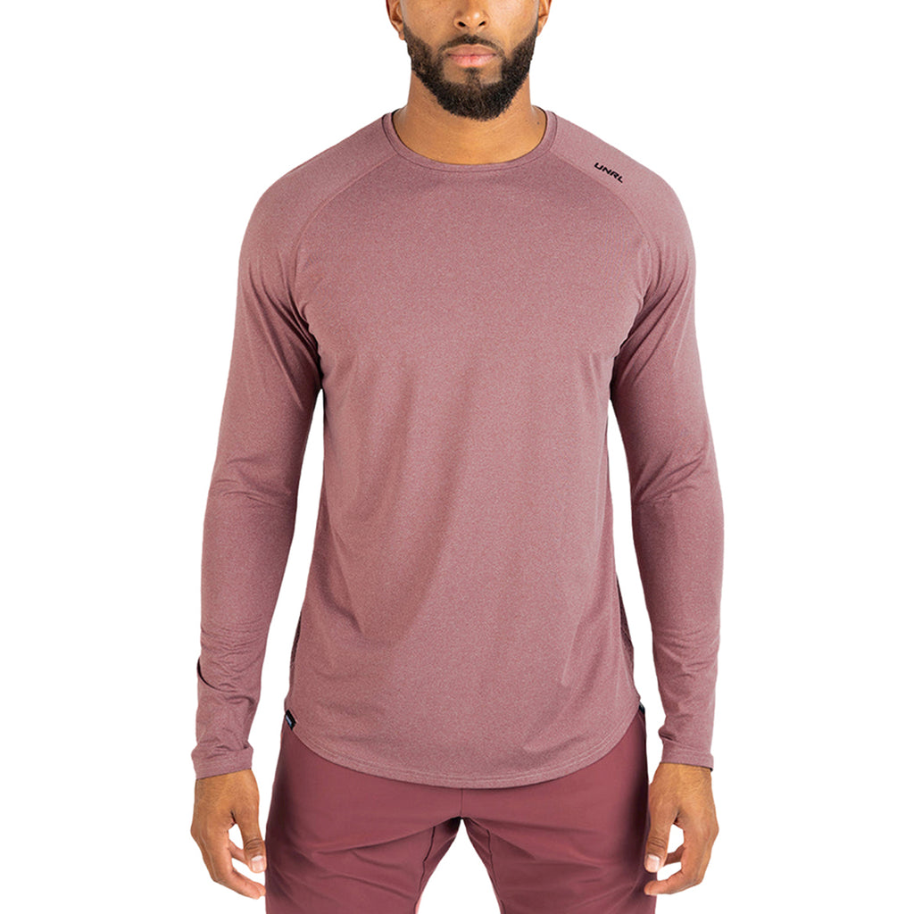 UNRL Men's Heather Auburn Stride Long Sleeve Shirt