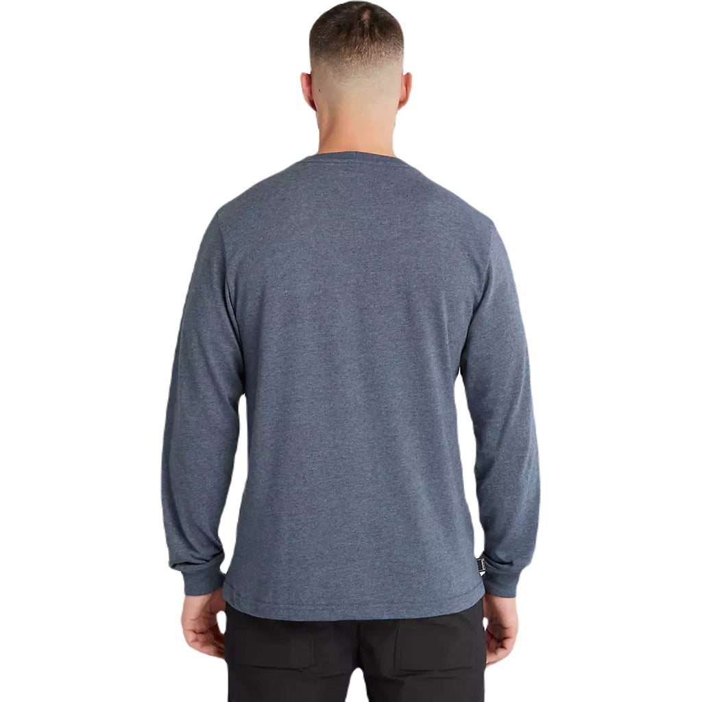 Timberland Men's Black Iris Heather Core Logo Long-Sleeve T-Shirt