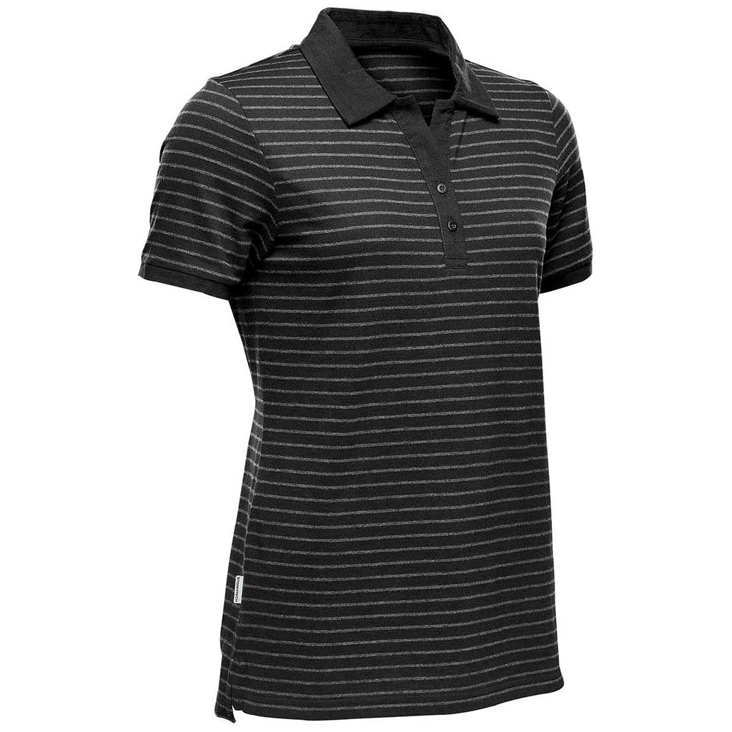 Stormtech Women's Black/Grey Heather Railtown Polo