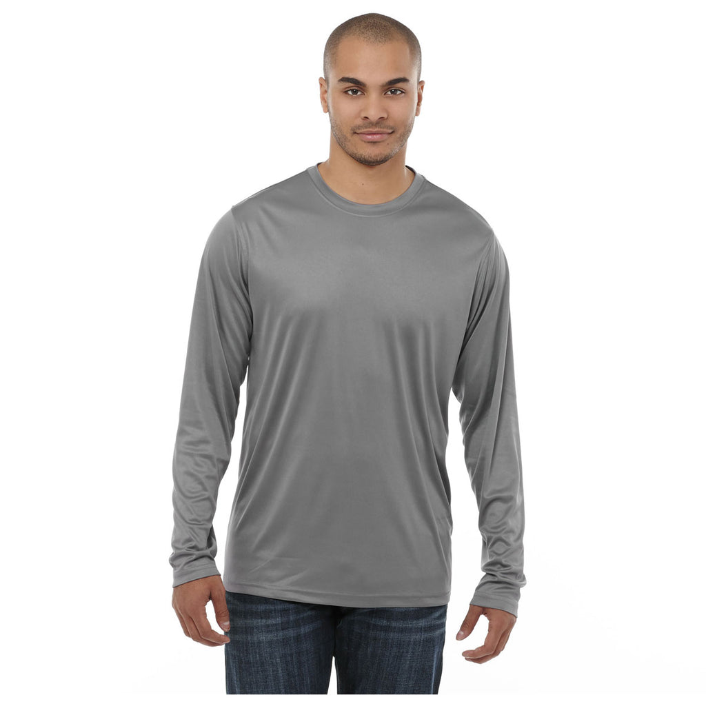 Elevate Men's Steel Grey Parima Long Sleeve Tech Tee