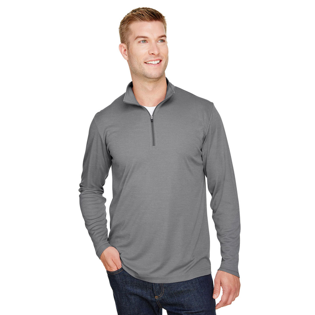 Team 365 Men's Dark Grey Heather Zone Sonic Heather Performance Quarter-Zip