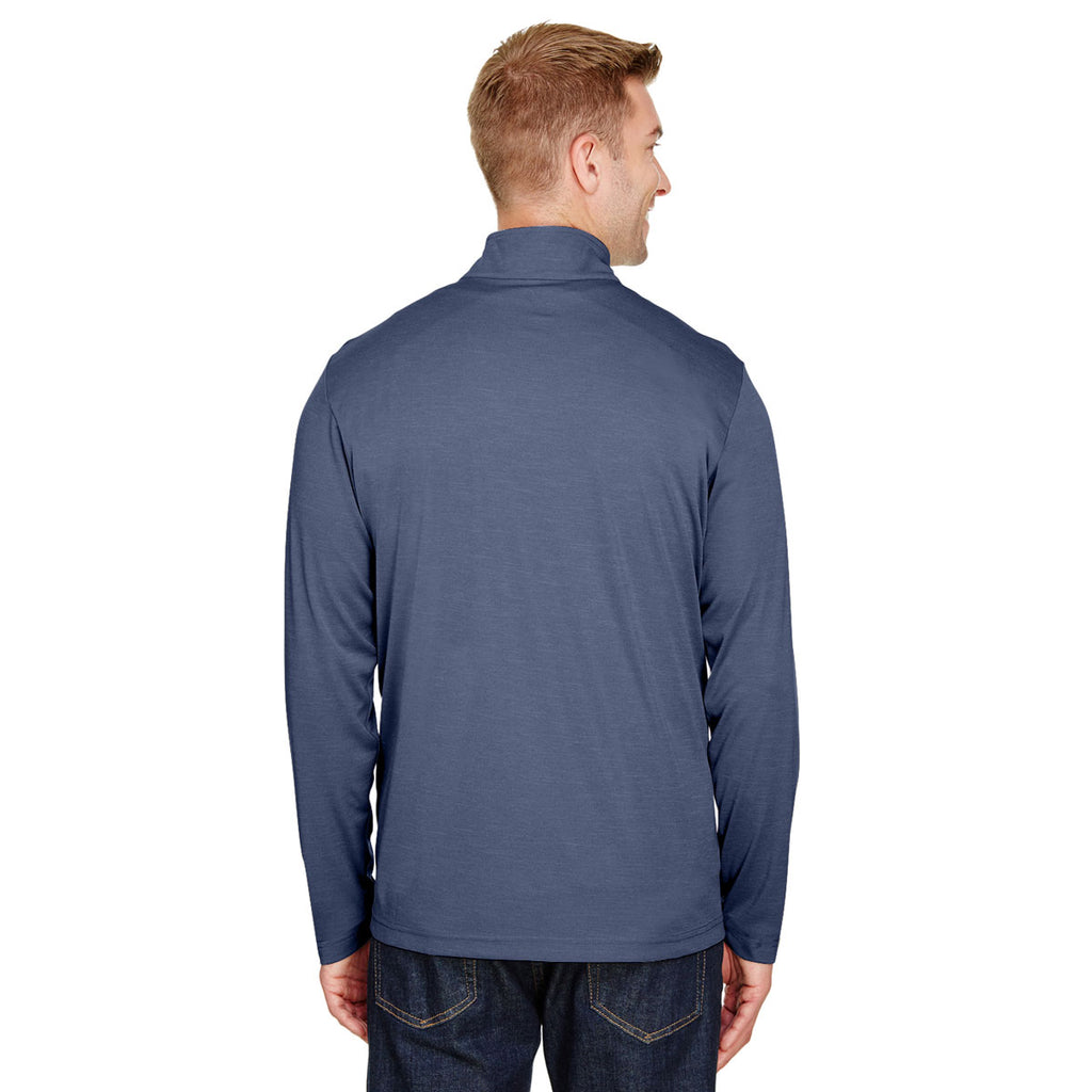 Team 365 Men's Sport Dark Navy Heather Zone Sonic Heather Performance Quarter-Zip