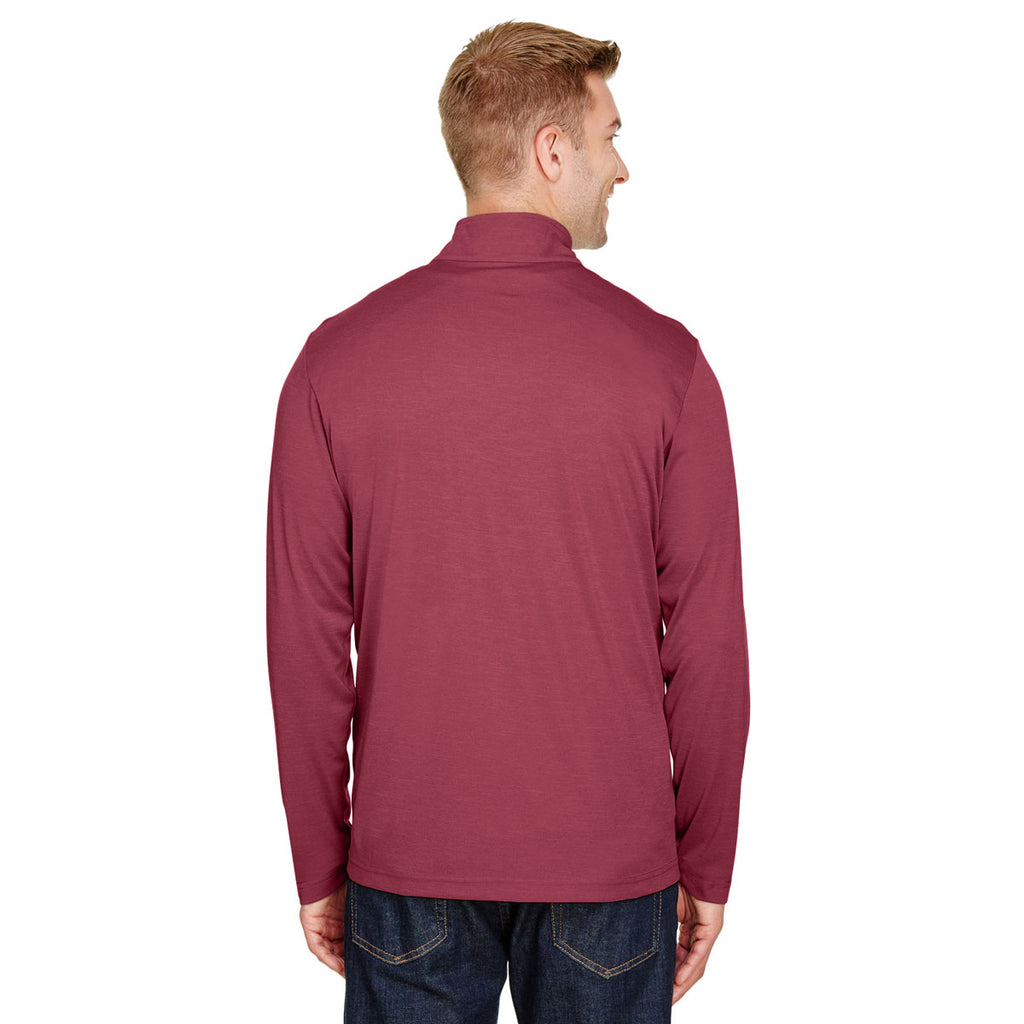 Team 365 Men's Sport Maroon Heather Zone Sonic Heather Performance Quarter-Zip