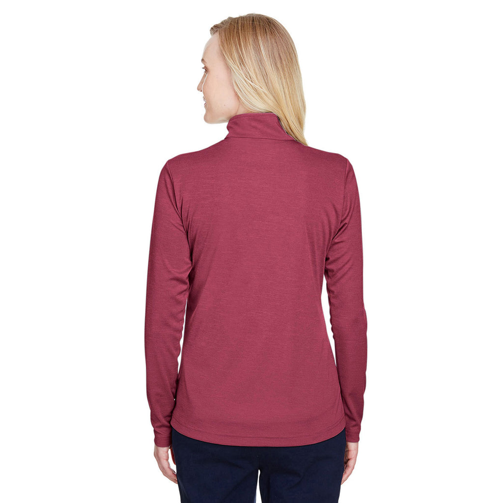 Team 365 Women's Sport Maroon Heather Zone Sonic Heather Performance Quarter-Zip