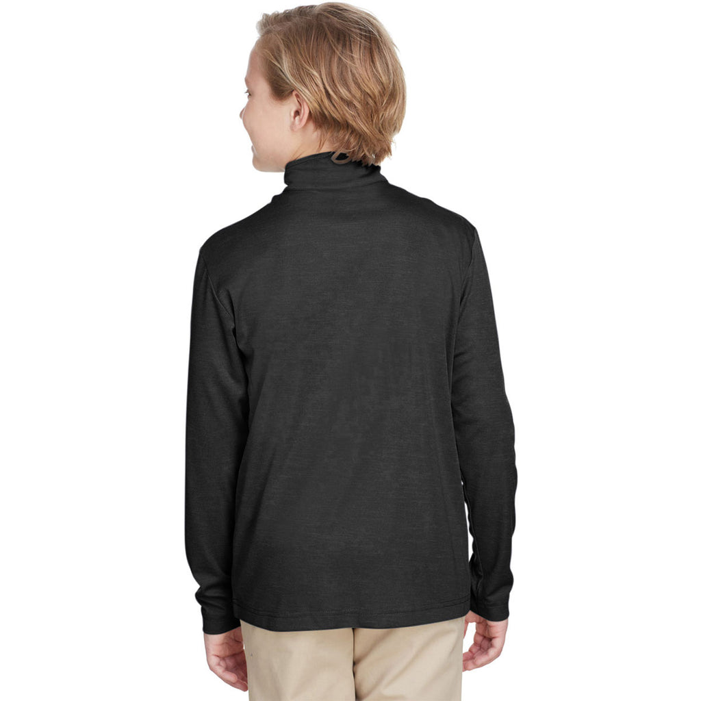 Team 365 Youth Black Heather Zone Sonic Heather Performance Quarter-Zip