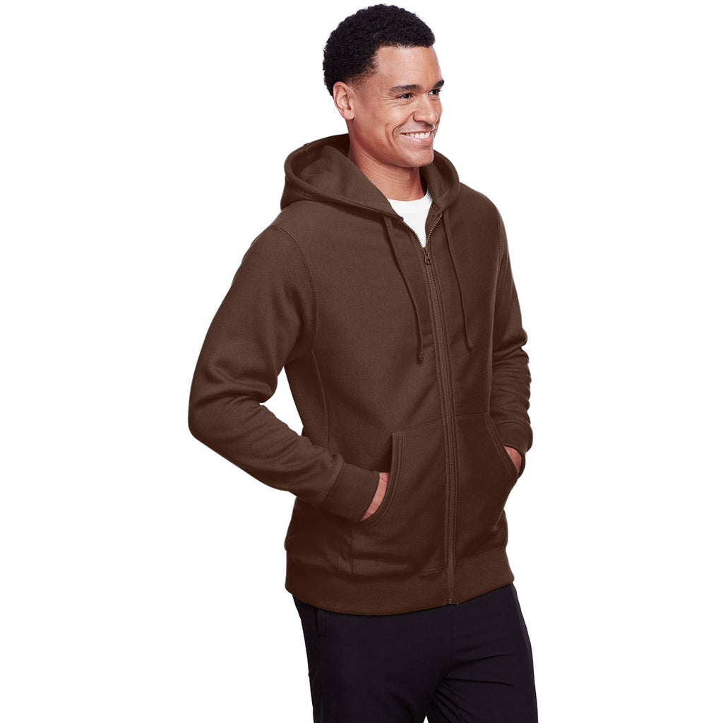 Team 365 Men's Sport Dark Brown Zone HydroSport Heavyweight Full-Zip Hooded Sweatshirt