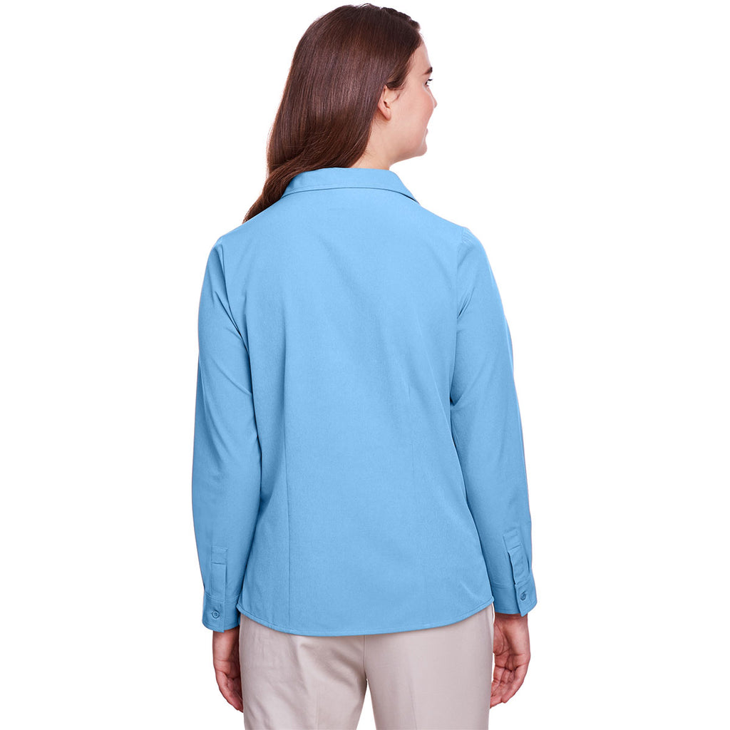 UltraClub Women's Columbia Blue Bradley Performance Woven Shirt