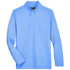 UltraClub Men's Colmbia Blue Heather Coastal Pique Fleece Quarter-Zip