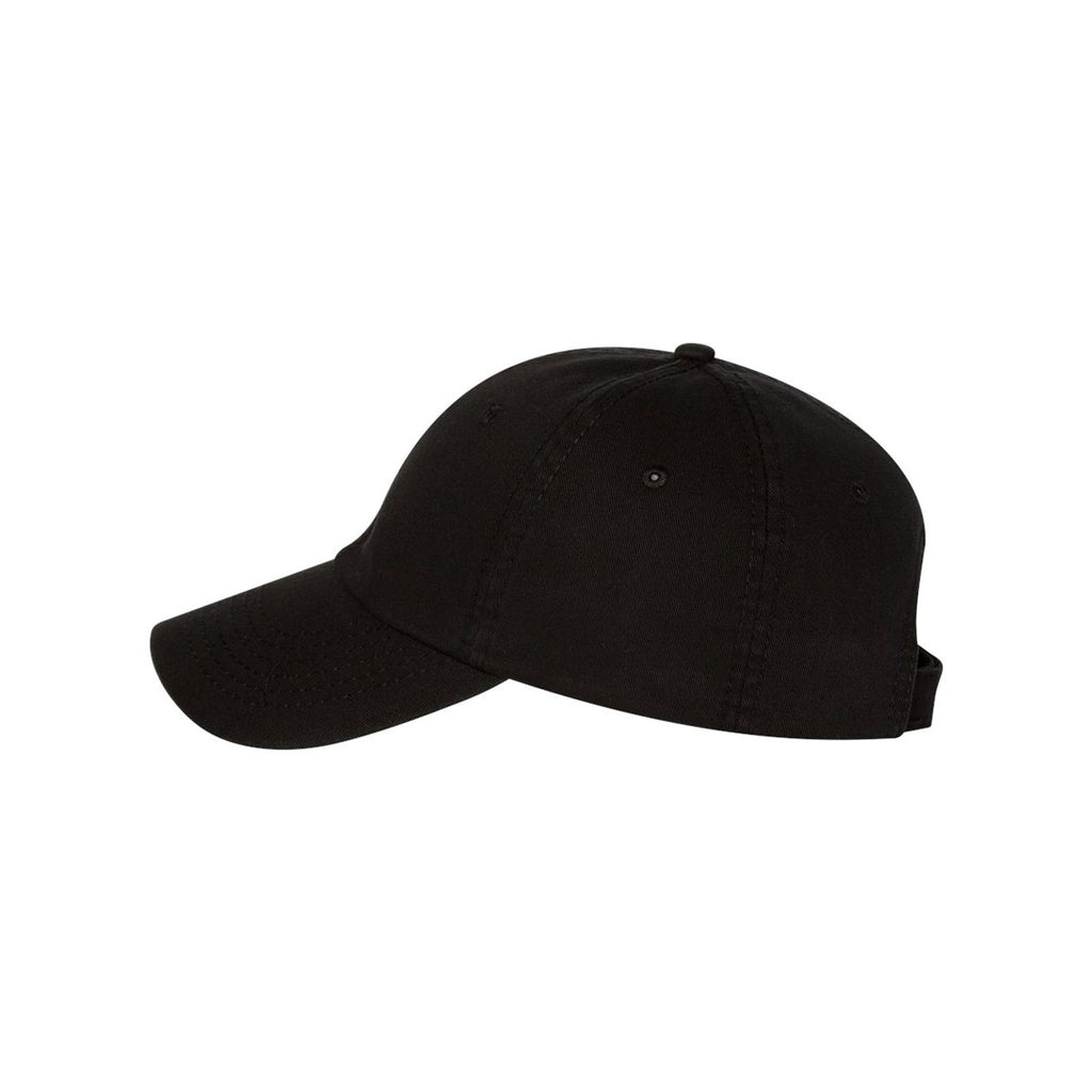 Valucap Black Unstructured Washed Chino Twill Cap