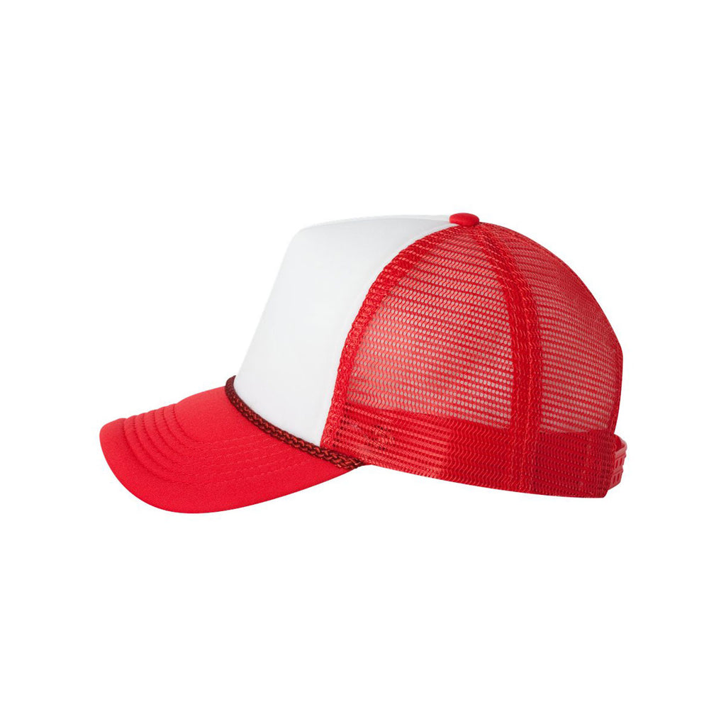 Valucap White/Red Foam Trucker Cap