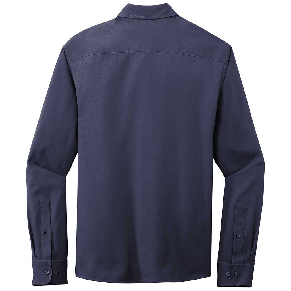 Port Authority Men's True Navy Long Sleeve Performance Staff Shirt