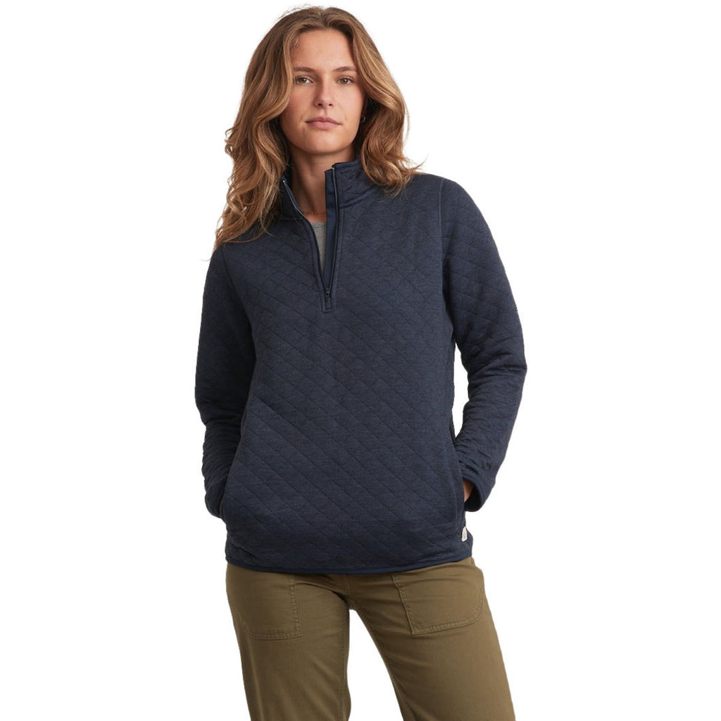 Marine Layer Women's Navy Heather Corbet Quilted Pullover