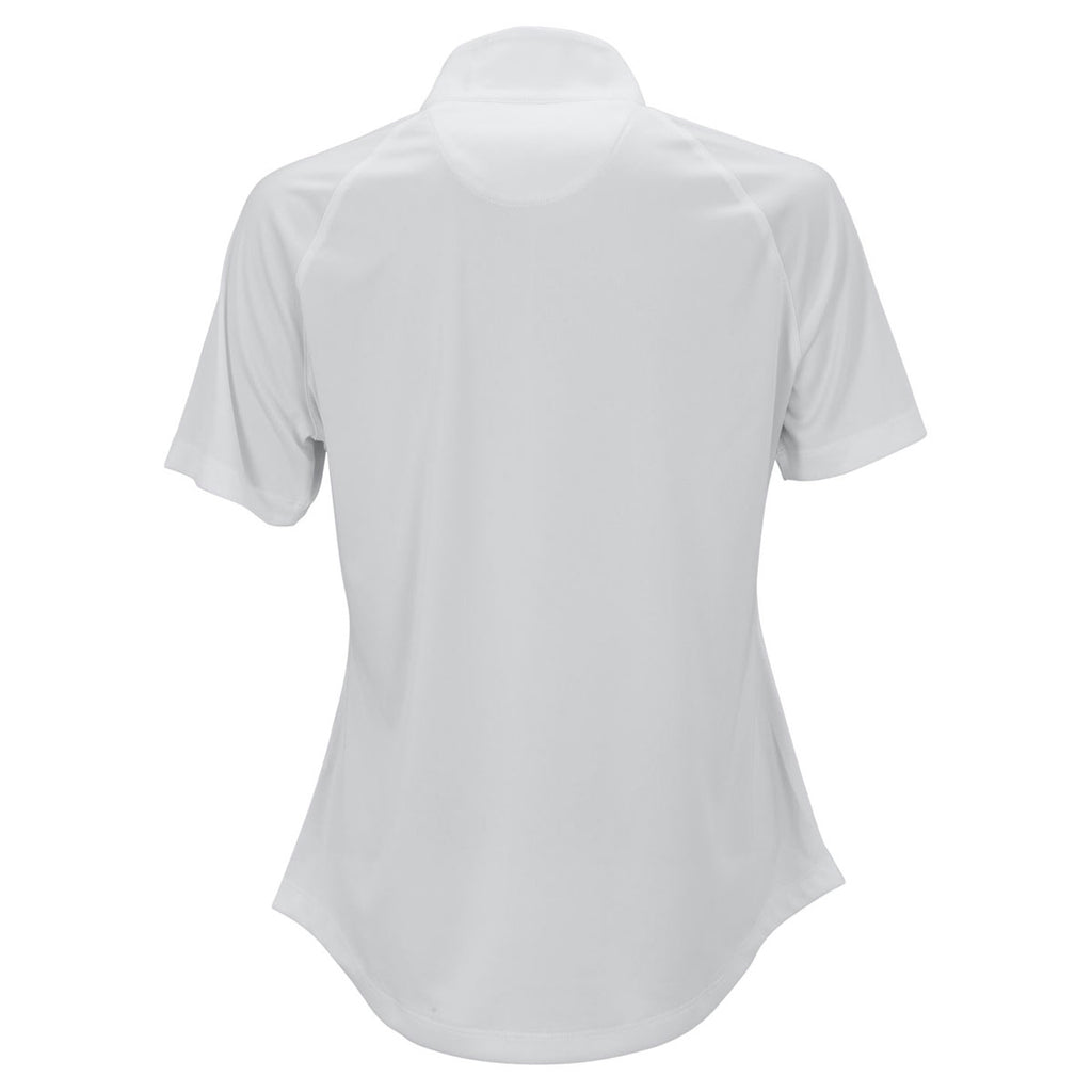 Greg Norman Women's White/White Mesh Panels Play Dry ML75 Racer Mock Neck Polo