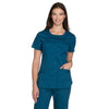 Cherokee Women's Caribbean Blue Workwear Core Stretch Round Neck Top