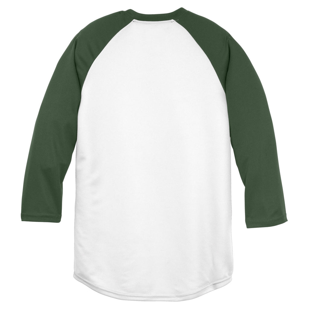 Sport-Tek Youth White/Forest Green PosiCharge Baseball Jersey