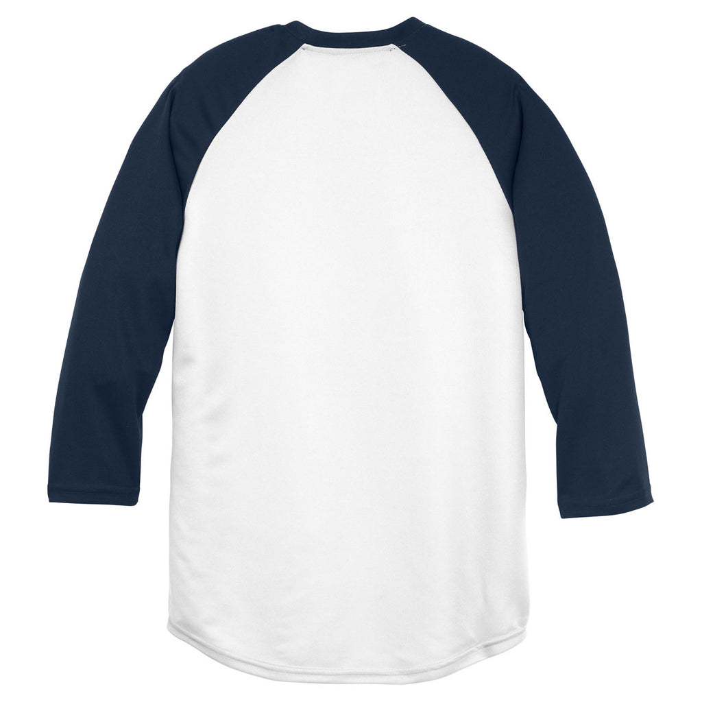 Sport-Tek Youth White/True Navy PosiCharge Baseball Jersey