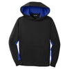 Sport-Tek Youth Black/True Royal Sport-Wick Fleece Colorblock Hooded Pullover