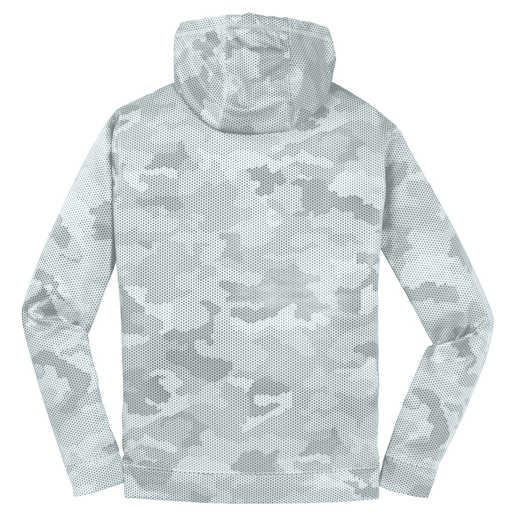 Sport-Tek Youth White Sport-Wick CamoHex Fleece Hooded Pullover