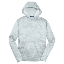 Sport-Tek Youth White Sport-Wick CamoHex Fleece Hooded Pullover