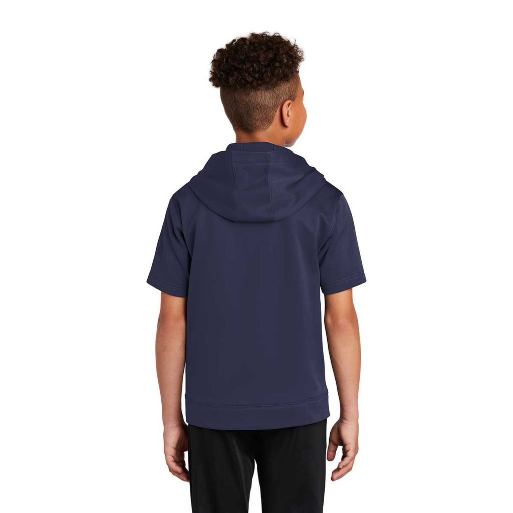 Sport-Tek Youth Navy Sport-Wick Fleece Short Sleeve Pullover Hoodie