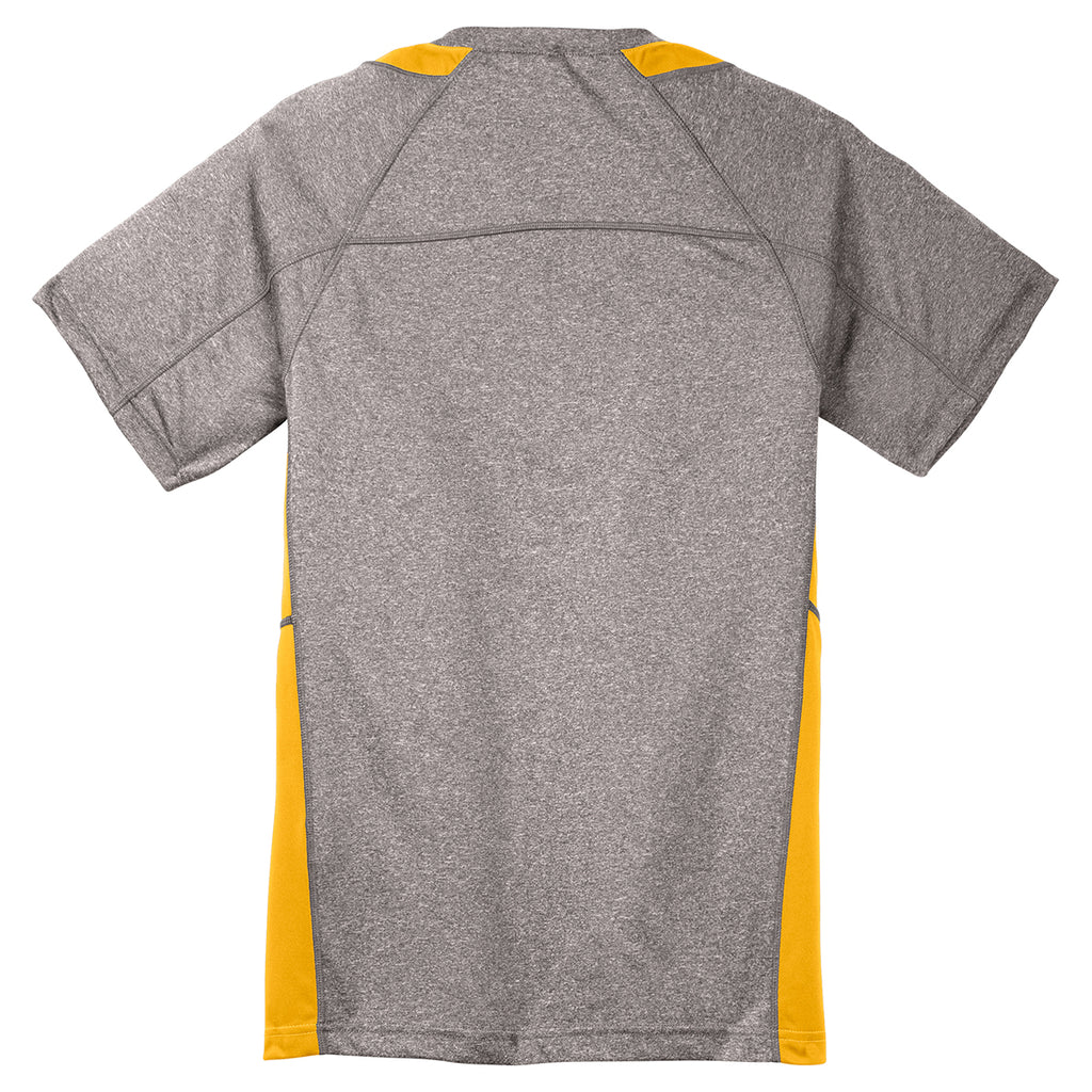 Sport-Tek Youth Vintage Heather/ Gold Heather Colorblock Contender Tee