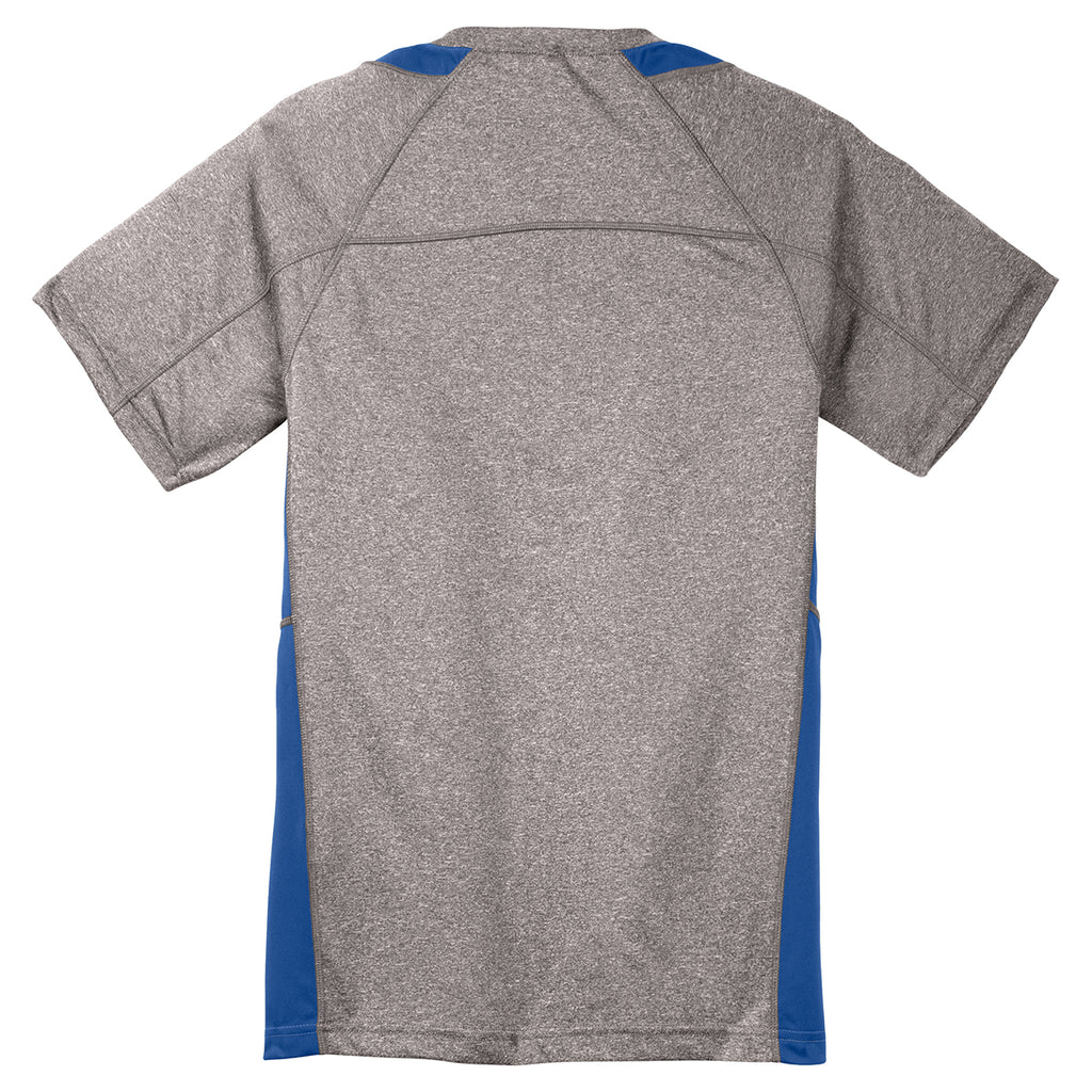 Sport-Tek Youth Vintage Heather/ True Royal Heather Colorblock Contender Tee