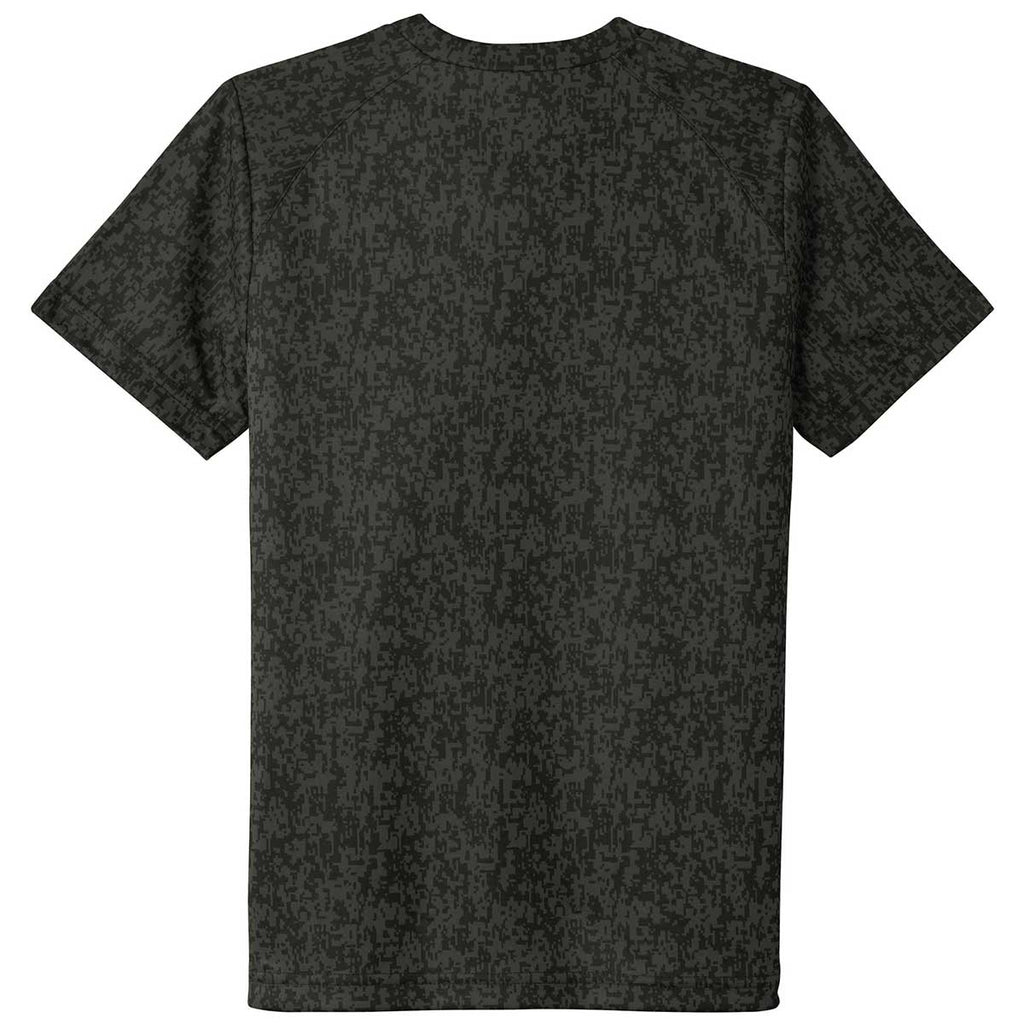 Sport-Tek Youth Black PosiCharge Digi Camo Short Sleeve Tee