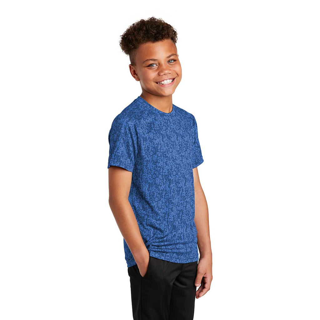 Sport-Tek Youth True Royal PosiCharge Digi Camo Short Sleeve Tee