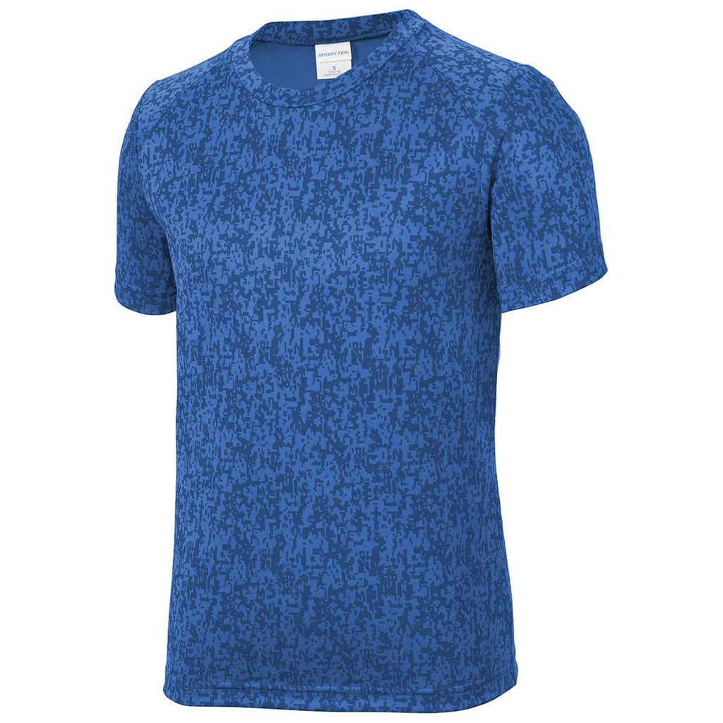 Sport-Tek Youth True Royal PosiCharge Digi Camo Short Sleeve Tee