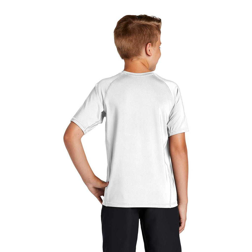 Sport-Tek Youth White Short Sleeve Rashguard Tee