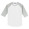 Sport-Tek Youth White/ Heather Grey Colorblock Raglan Jersey