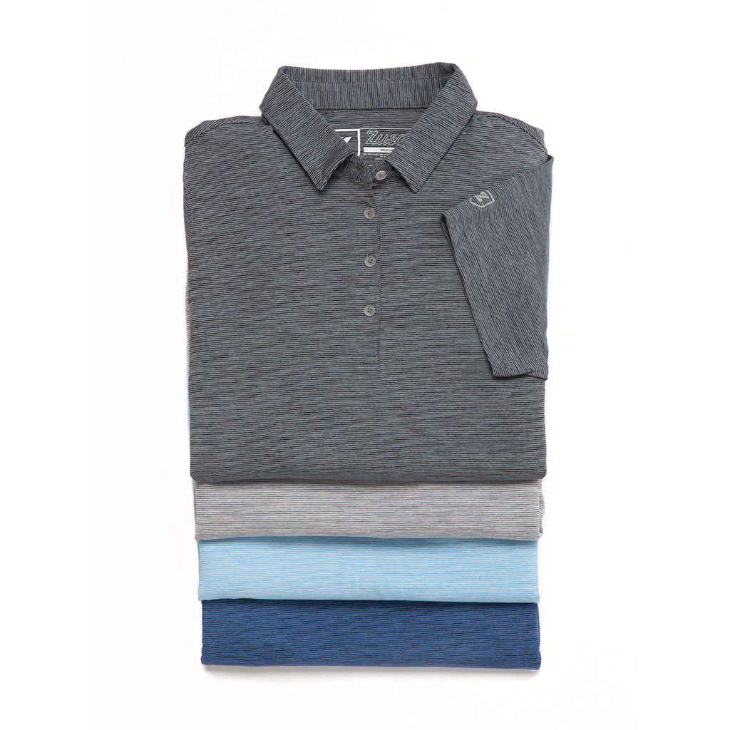 Zusa Men's Summer Sky Heather Stripe Polo