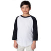 American Apparel Youth White/Black Poly-Cotton 3/4 Sleeve Raglan